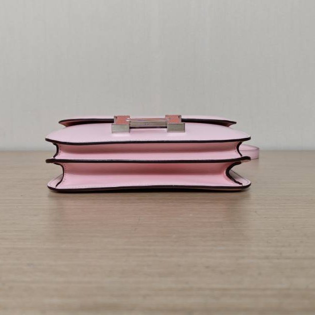 HERMES Constance康康193Q新櫻花粉Swift皮/蜥蜴皮T刻蜥蜴皮扣肩背包-4