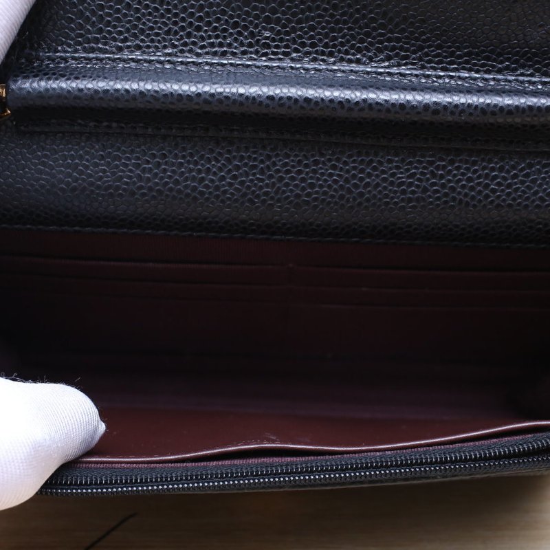 CHANEL CFWOC19黑色荔枝牛皮30開金扣肩背包-4