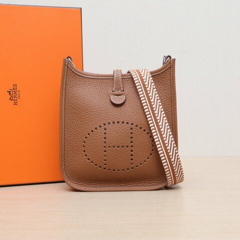 HERMES EvelyneMini1637金棕色TC皮K2025銀扣肩背包