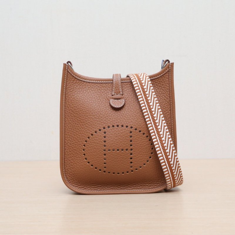 HERMES EvelyneMini1637金棕色TC皮K2025銀扣肩背包-1