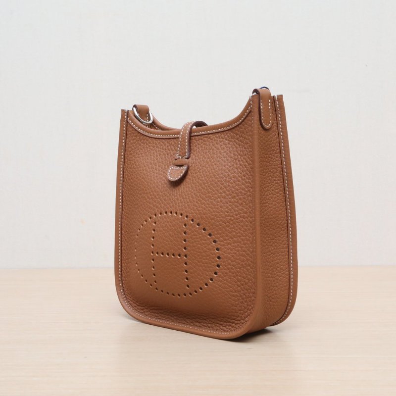 HERMES EvelyneMini1637金棕色TC皮K2025銀扣肩背包-2