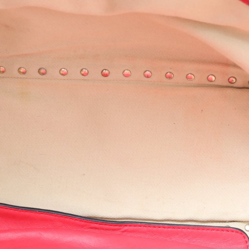 VALENTINO 紅色牛皮淺金扣鉚釘手提托特單肩包小號配可拆卸肩帶肩背包-3