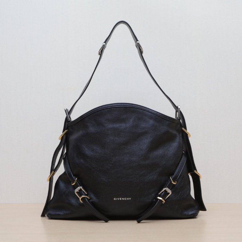 GIVENCHY VOYOU單肩包中號黑色牛皮金銀扣肩背包-1