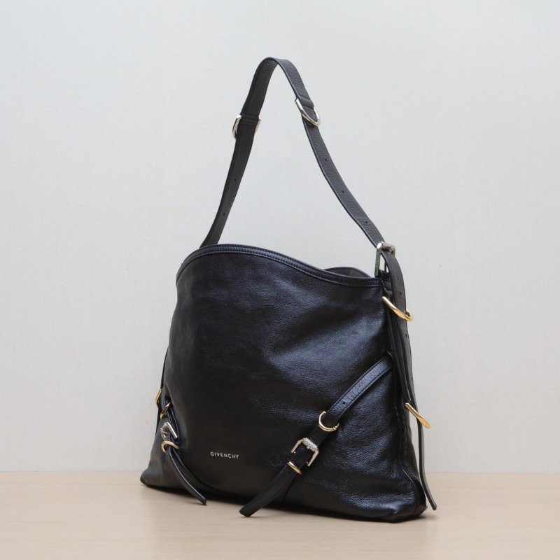 GIVENCHY VOYOU單肩包中號黑色牛皮金銀扣肩背包-3