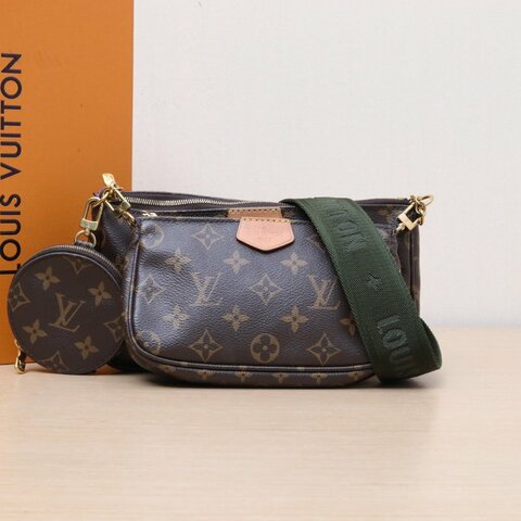 LOUIS VUITTON MultiPochetteAccessoires五合一綠肩帶老花PVC2020肩背包