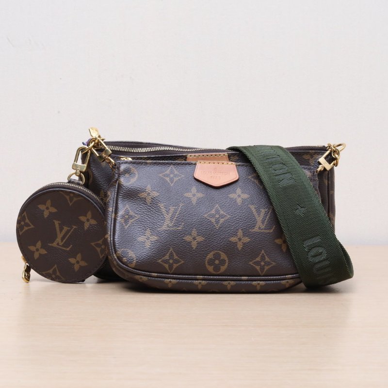 LOUIS VUITTON MultiPochetteAccessoires五合一綠肩帶老花PVC2020肩背包-1