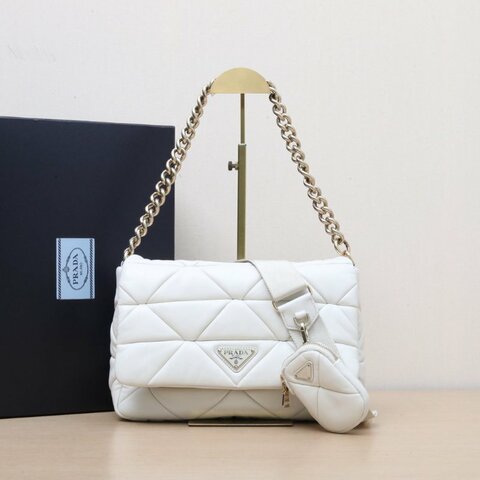 PRADA 白色羊皮Spectrum三合一單肩包肩背包