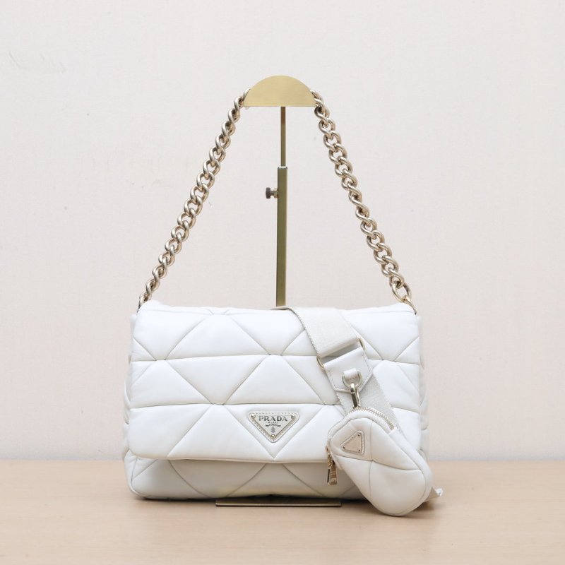 PRADA 白色羊皮Spectrum三合一單肩包肩背包-1