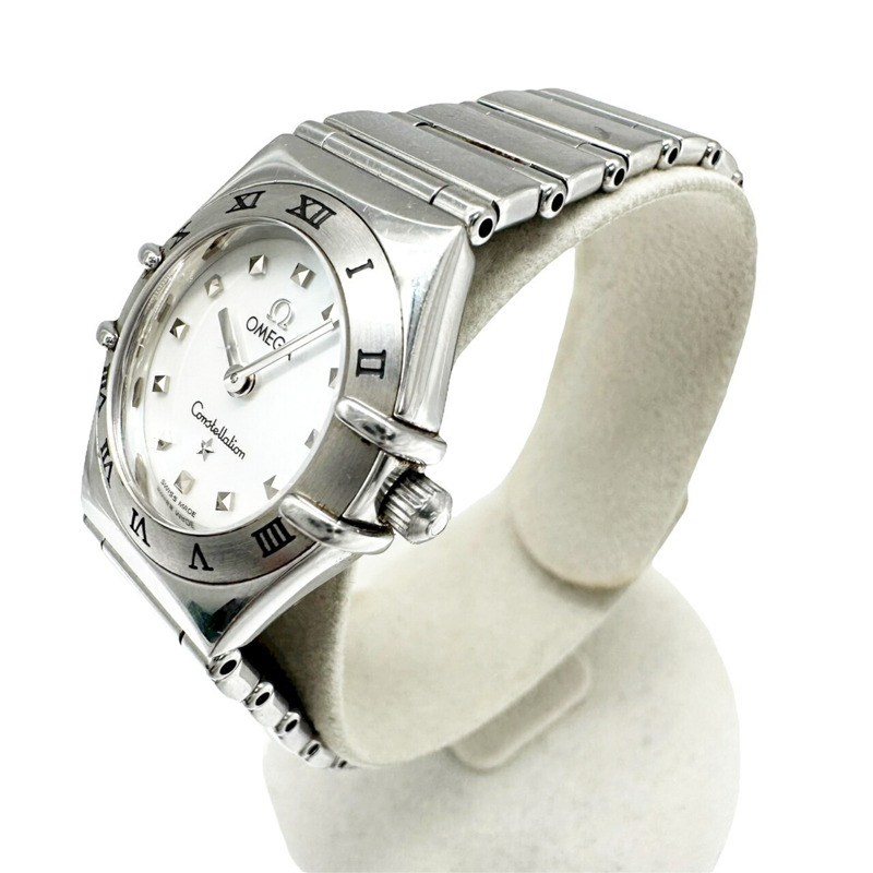 歐米茄星座系列女士不鏽鋼石英模擬腕錶,搭配Scholl錶盤-1