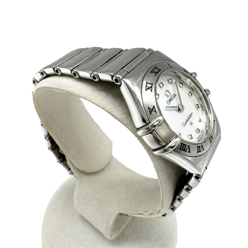 歐米茄星座系列女士不鏽鋼石英模擬腕錶,搭配Scholl錶盤-2