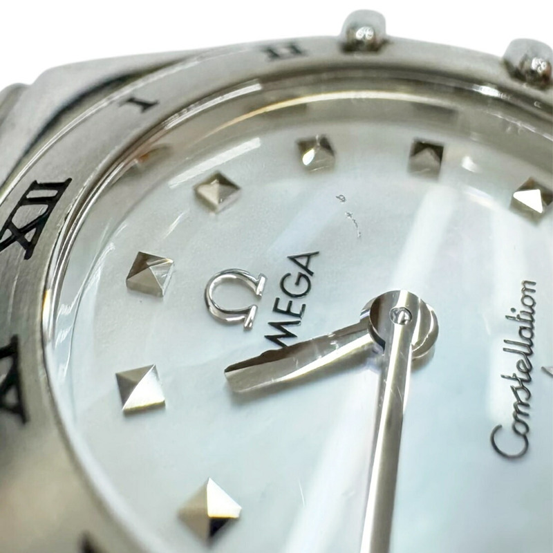 歐米茄星座系列女士不鏽鋼石英模擬腕錶,搭配Scholl錶盤-8