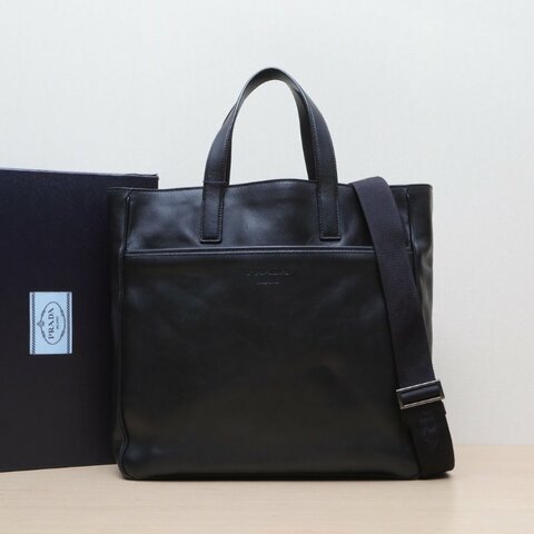 PRADA 黑色牛皮托特包手提包肩背包