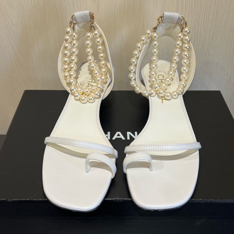 Chanel小香 香奈兒超美珍珠釦涼鞋（9成新）-0