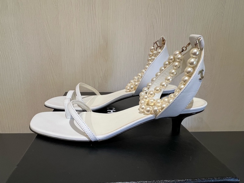 Chanel小香 香奈兒超美珍珠釦涼鞋（9成新）-2