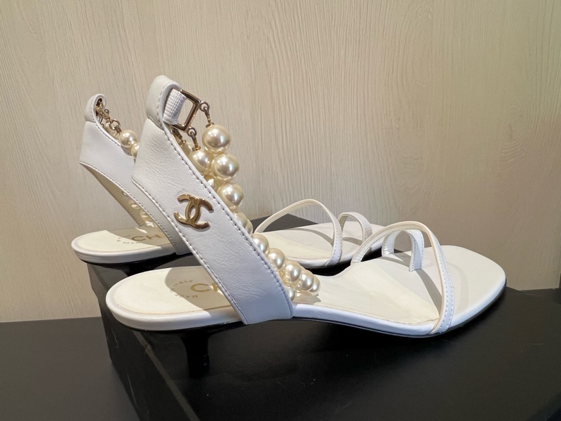Chanel小香 香奈兒超美珍珠釦涼鞋（9成新）-3