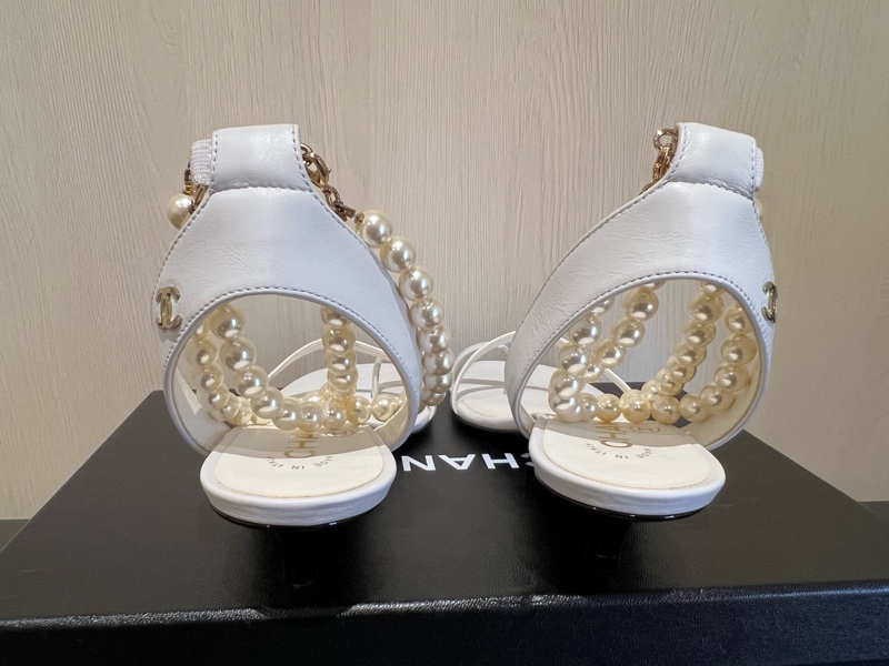 Chanel小香 香奈兒超美珍珠釦涼鞋（9成新）-4