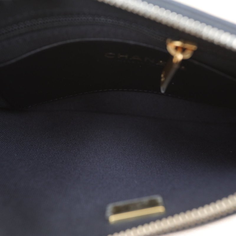 CHANEL 23B皮穿鏈邊嬉皮包Hobo單肩斜挎包單鏈條黑色羊皮晶片開金扣肩背包-2