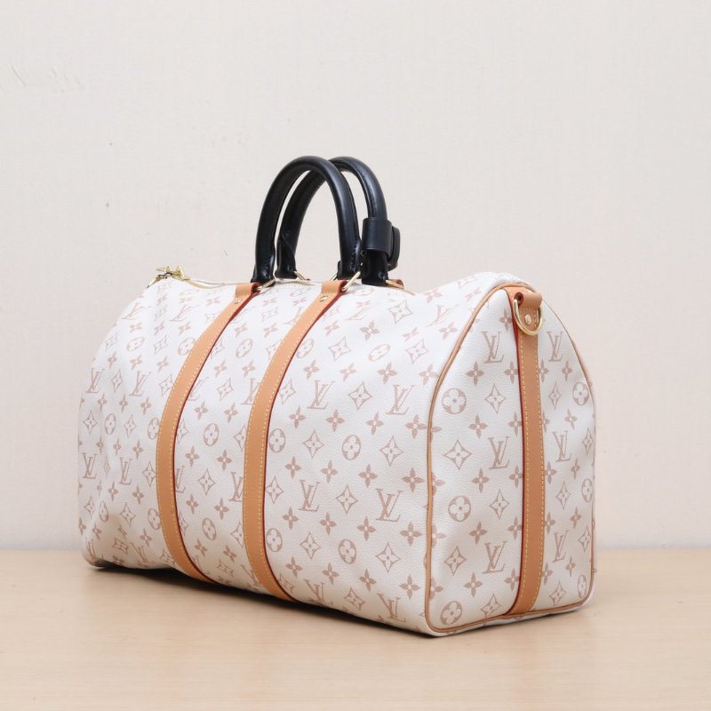 LOUIS VUITTON 米色PVC晶片keepall45沙丘系列肩背包-4