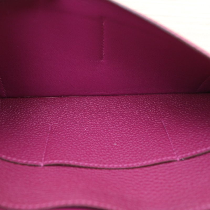 HERMES DogonDuo長錢包K5托斯卡紫Togo皮框R金扣肩背包-2