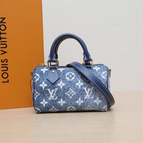 LOUIS VUITTON SpNano16可拆卸肩帶老花牛仔布晶片肩背包