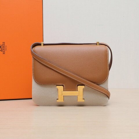 HERMES Constance康康1937金棕色Epsom皮Y刻金扣肩背包