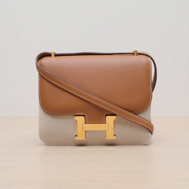 HERMES Constance康康1937金棕色Epsom皮Y刻金扣肩背包-1