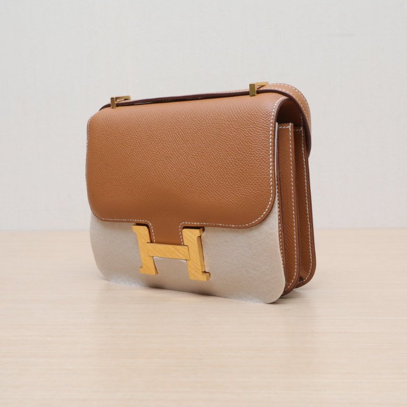 HERMES Constance康康1937金棕色Epsom皮Y刻金扣肩背包-3