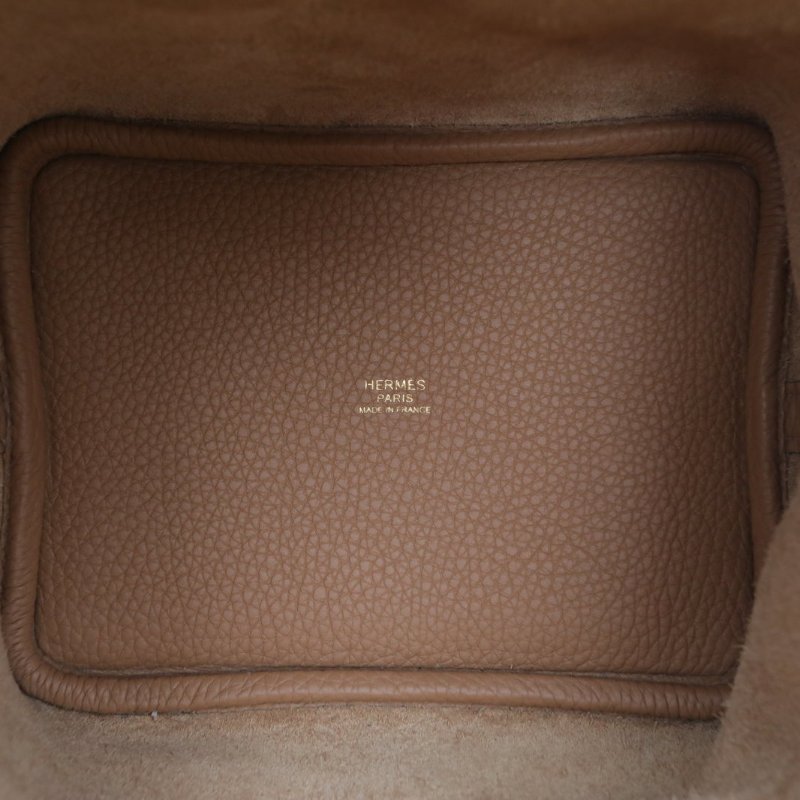 HERMES Picotin菜籃子180M瑪薩拉茶色TC皮U刻金扣肩背包-2