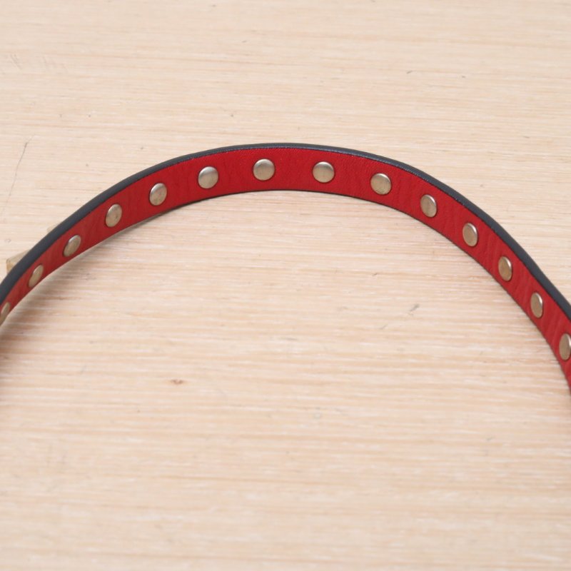 VALENTINO 鉚釘手提托特單肩包小號紅色牛皮金扣肩背包-2