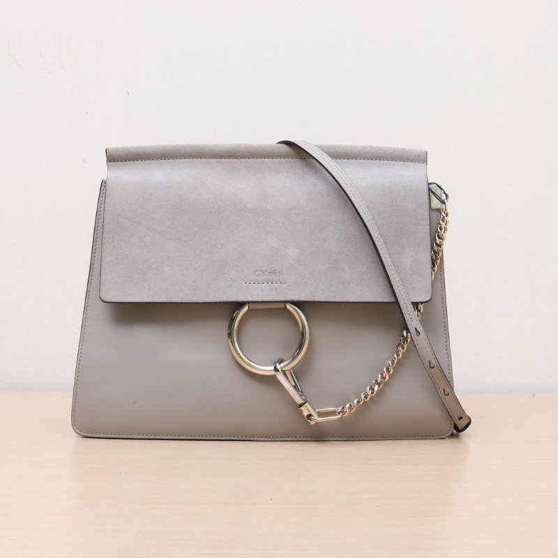 CHLOE FayeFAYE大號灰色牛皮/麂皮肩背包-0
