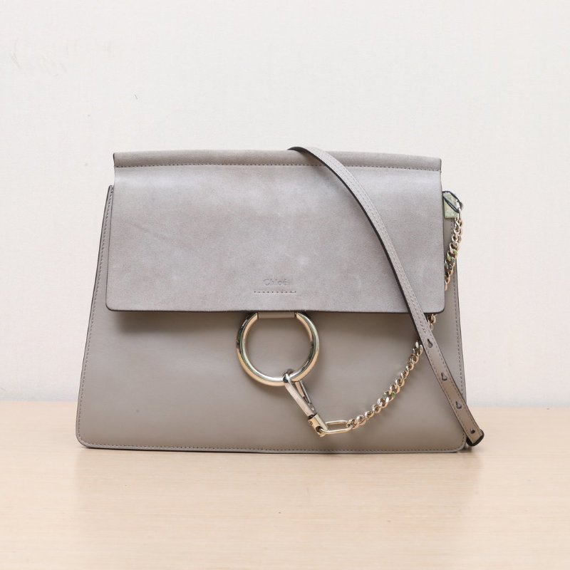 CHLOE FayeFAYE大號灰色牛皮/麂皮肩背包-1