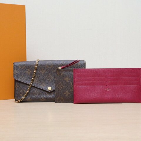 LOUIS VUITTON POCHETTEFELICIE三合一鏈條包老花PVC2019肩背包