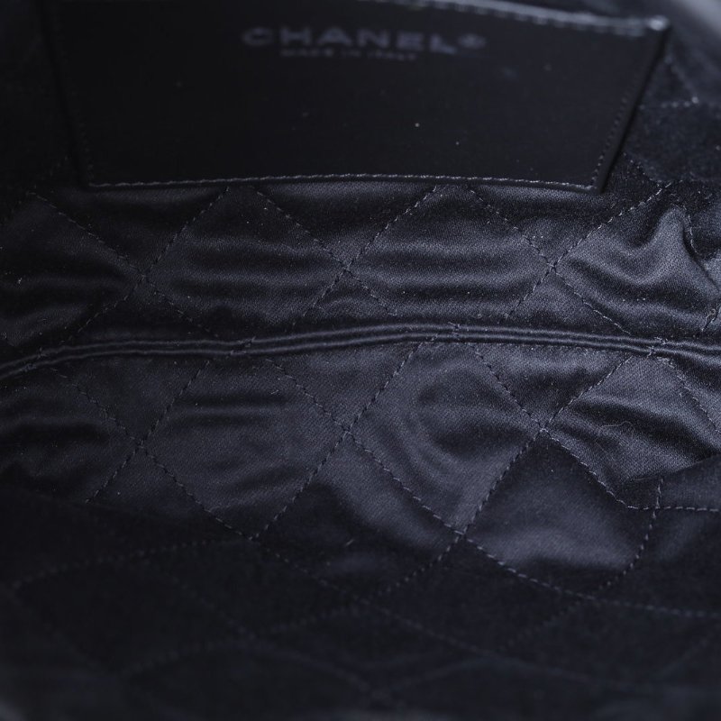 CHANEL 22BagTote托特包Mini20黑色牛皮晶片開銀扣肩背包-2