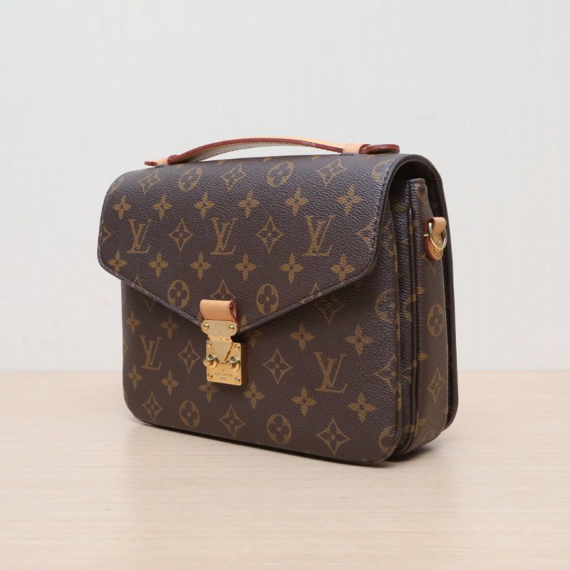 LOUIS VUITTON MetisPochette郵差包老花PVC金扣晶片肩背包-4