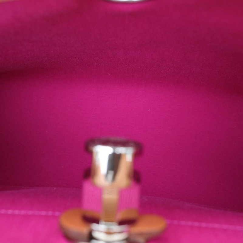 HERMES Herbag31帆布/Hunter牛皮Z刻銀扣沙丘黃拼9I木蘭粉拼34淺黃褐色肩背包-4