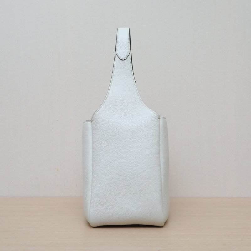 PRADA 白色牛皮Hobo菜籃子手提包肩背包-4