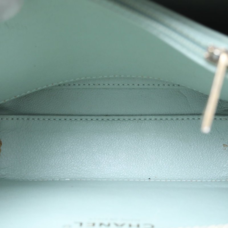 CHANEL VanityCase相機包橫版配手柄中號21綠色荔枝牛皮25開金扣肩背包-3