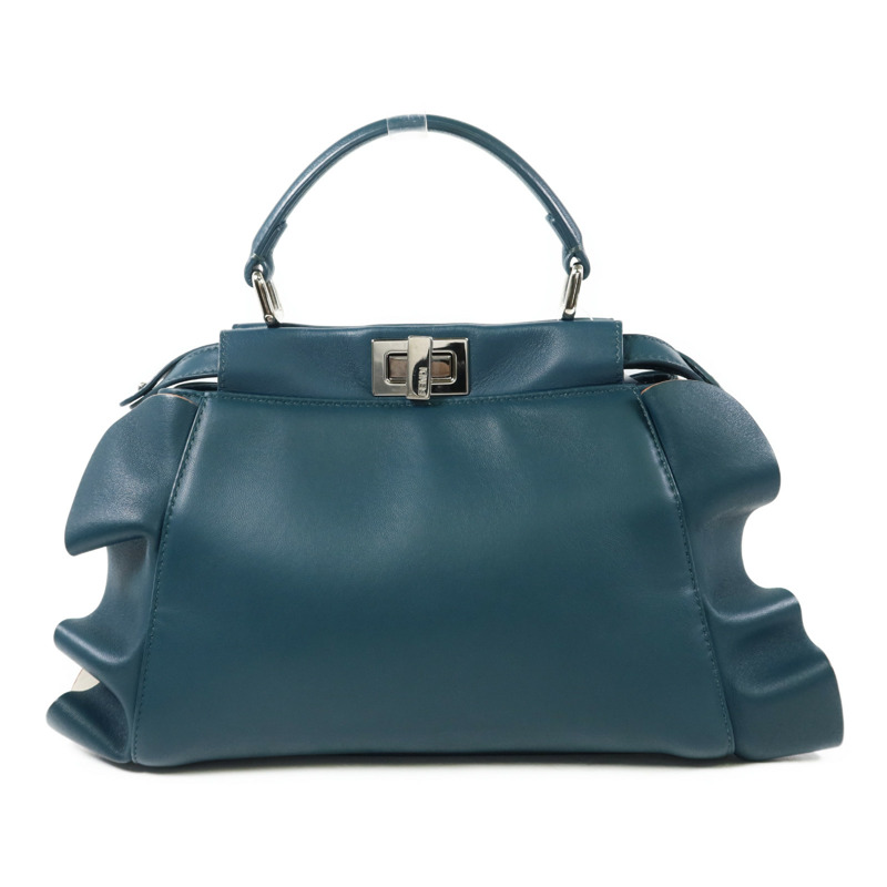 FENDI 羊皮皮革Peekaboo Wave銀扣手挽肩背兩用袋-1