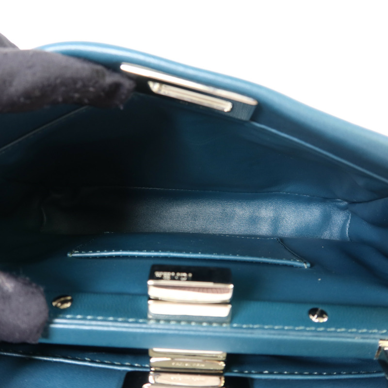 FENDI 羊皮皮革Peekaboo Wave銀扣手挽肩背兩用袋-9