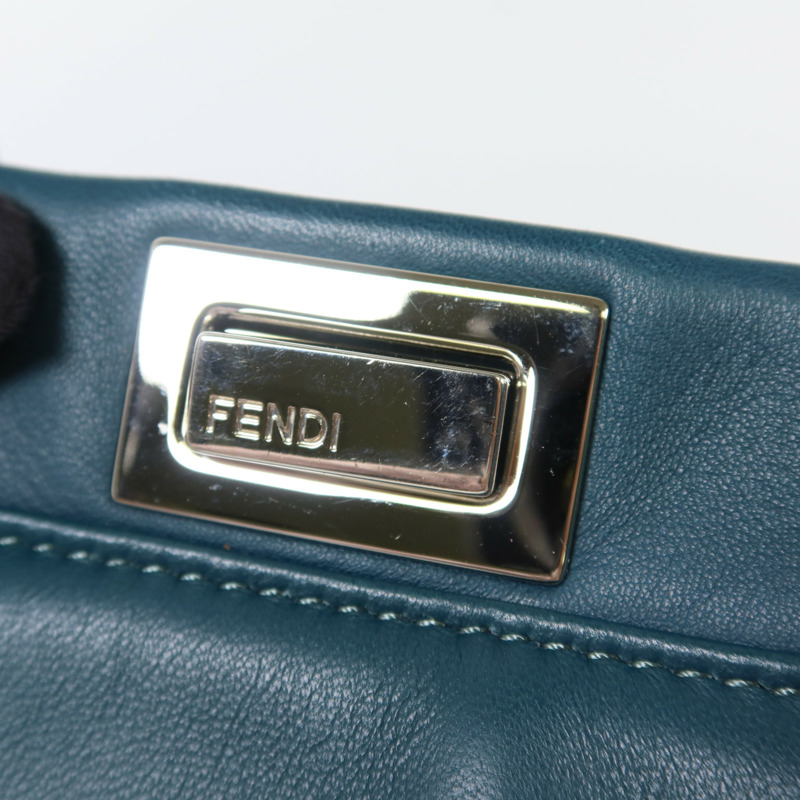 FENDI 羊皮皮革Peekaboo Wave銀扣手挽肩背兩用袋-10