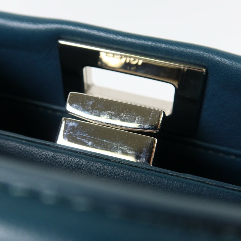 FENDI 羊皮皮革Peekaboo Wave銀扣手挽肩背兩用袋-11