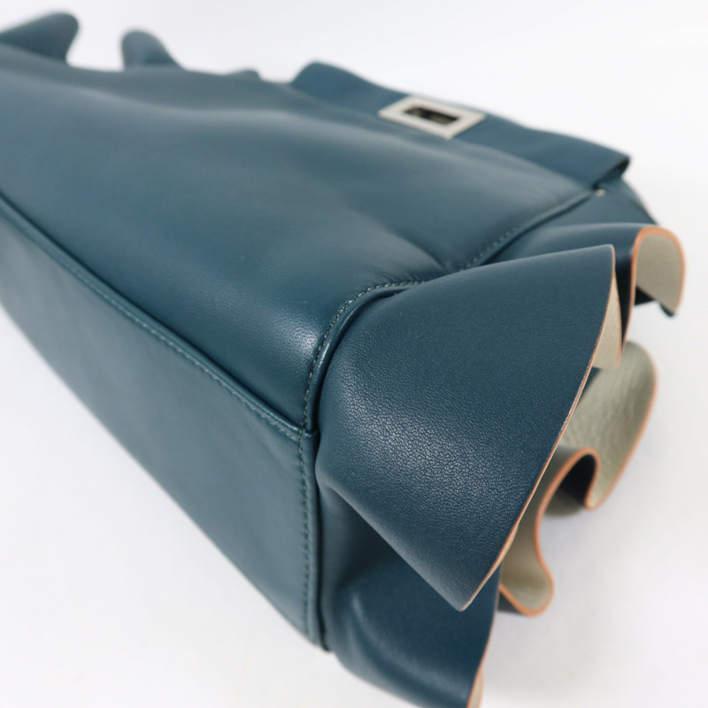 FENDI 羊皮皮革Peekaboo Wave銀扣手挽肩背兩用袋-13