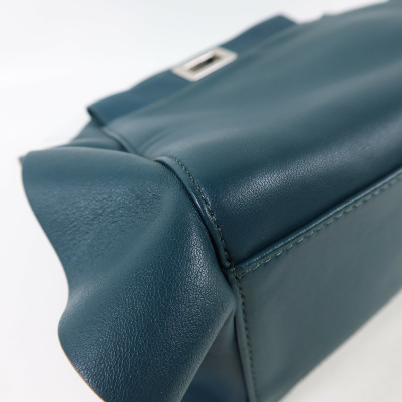 FENDI 羊皮皮革Peekaboo Wave銀扣手挽肩背兩用袋-14