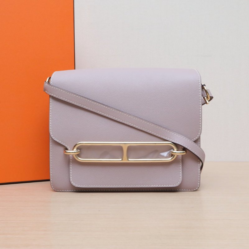 HERMES Roulis豬鼻子234W紫藤色EC皮T刻金扣肩背包-0