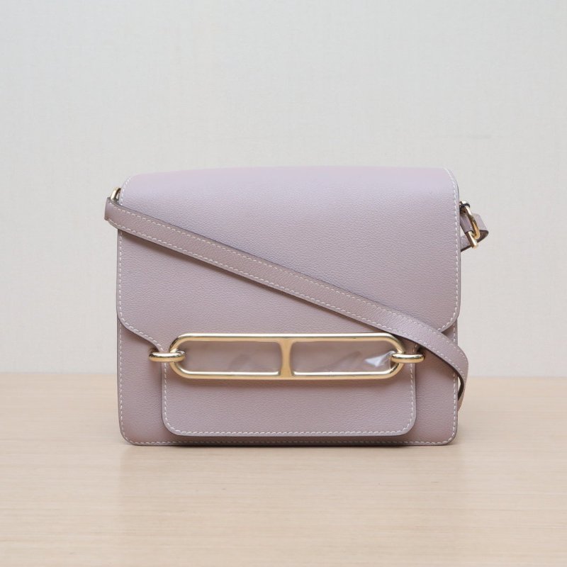 HERMES Roulis豬鼻子234W紫藤色EC皮T刻金扣肩背包-1