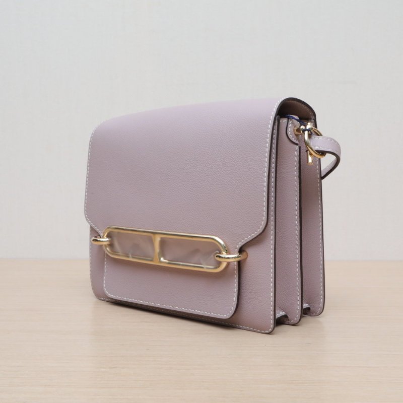 HERMES Roulis豬鼻子234W紫藤色EC皮T刻金扣肩背包-3