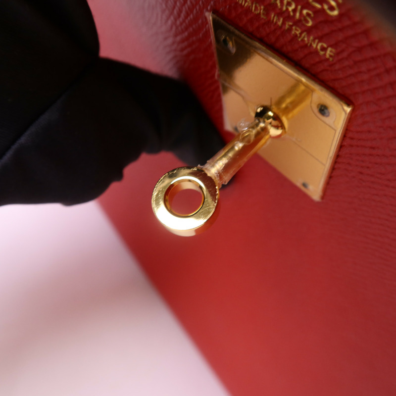HERMES Epsom皮革Kelly 32金扣手挽肩背兩用袋Rouge Casaque-11