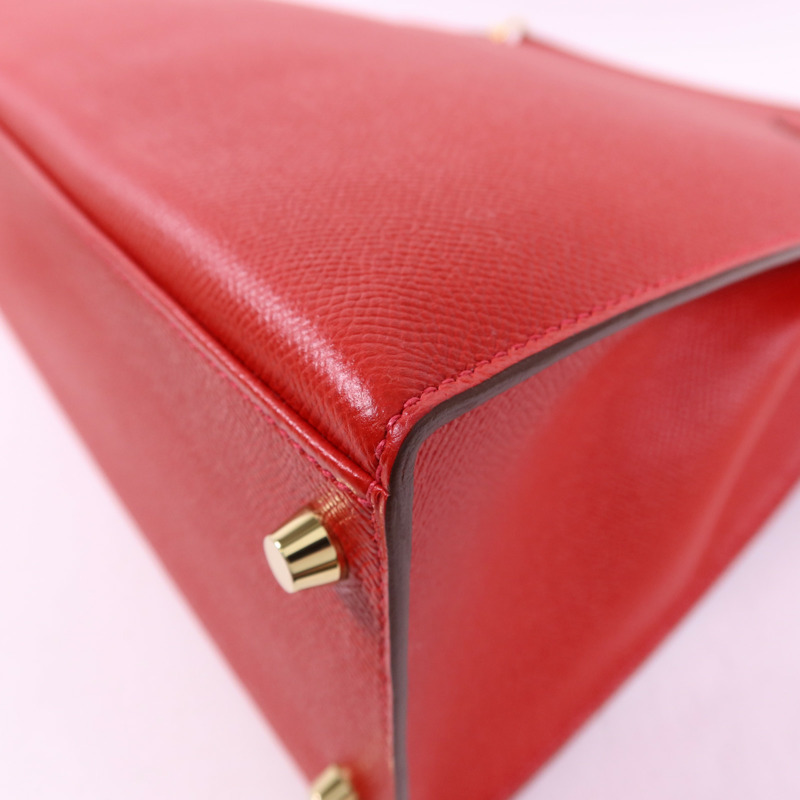 HERMES Epsom皮革Kelly 32金扣手挽肩背兩用袋Rouge Casaque-15