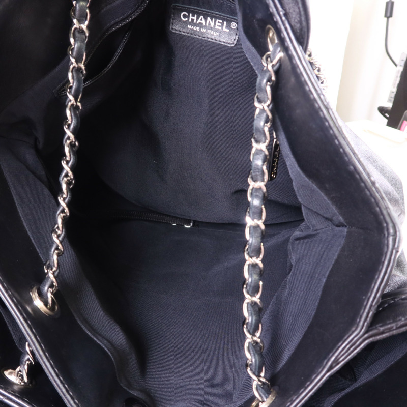 CHANEL 羊皮皮革2 Way Shoulder Bag銀扣手挽肩背兩用袋-6