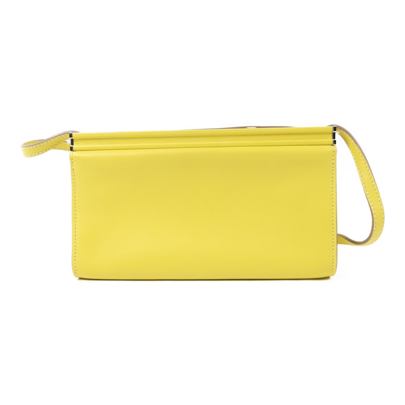 HERMES Evercolor皮革Clic-H 21銀扣肩背袋Lime-1